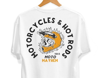 Motorräder & Hot Rods T-Shirt, Moto Biker Schädel Shirt, Moto Mayhem Unisex Erwachsene T-Shirt