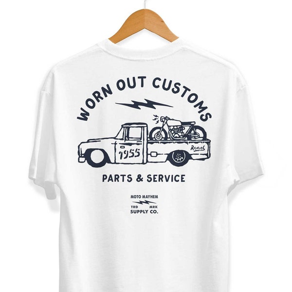 Worn Out Customs T-Shirt Parts and Service Mechanics Tee, Unisex Adult TShirt