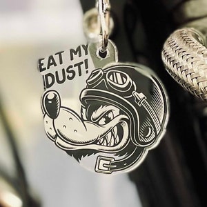 Portachiavi Eat My Dust Wolf, portachiavi per moto, accessorio per moto