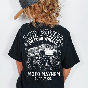 Monster Truck Kids T-Shirt, Children&#39;s Automobile Crusher Tee, Raw Power Destruction Car Shirt