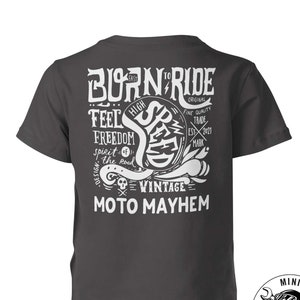 Born to Ride Fast Motorcycle Kids T-Shirt, Moto Mayhem Kids Tee