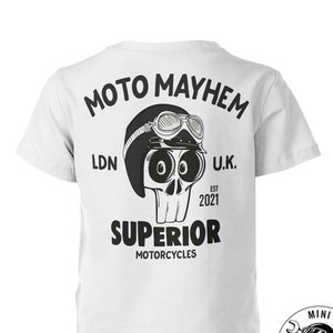 Motorcycle Skull Kids T-Shirt, Moto Mayhem Youth Tee