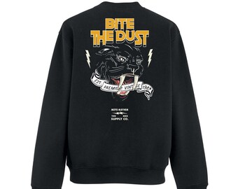 Bite The Dust Sweatshirt, Black Panther Cat, Adults Heavyweight Jumper