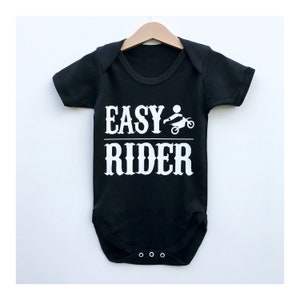 Body niemowlęce Easy Rider, fajny prezent dla nowego członka rodziny motocyklistów, unisexowy kombinezon niemowlęcy do nauki chodzenia po motocyklu, zabawny strój dla malucha