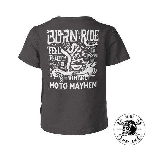 Born to Ride Fast Motorcycle Kids T-shirt, Moto Mayhem Kids Tee 