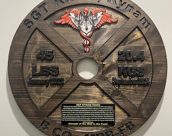 16-19.5 Inch PCS/ETS/Retirement Plaque, 45LB Plate w/ Custom Logo and Engraving