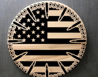 Bullets w/ American Flag Clock SVG For Laser, Xtool, Glowforge