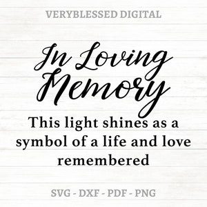 In Loving Memory SVG, pdf, eps, dxf, png voor Cricut, silhouet, commercieel gebruik, SVG voor kaars, Memorial SVG