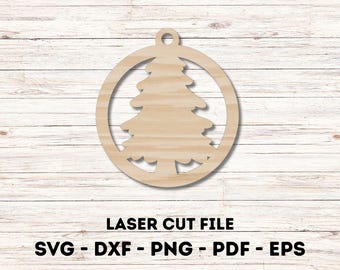 Christmas Tree Ornament SVG Laser Cut File for Cutting Ornaments - Christmas Ornament Laser Cut file, Christmas SVG