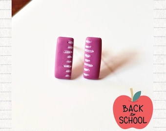 Clay Purple Ruler Studs | Back to School Earrings | Teacher Gift