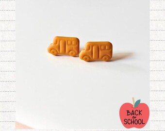 Yellow Bus Clay Studs | Back to School | Teacher Gift