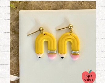 Handmade Polymer Clay Pencil Earrings | Teacher Back to School Gift