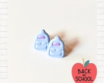 Blue Backpack Stud Clay Earrings | Back to School Gift | Teacher Appreciation