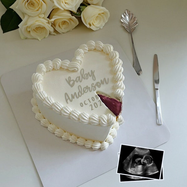 Girl Pregnancy Announcement Digital | White Cake Baby Girl Announcement | Cake Girl Gender Reveal | Download Social Media Facebook Instagram