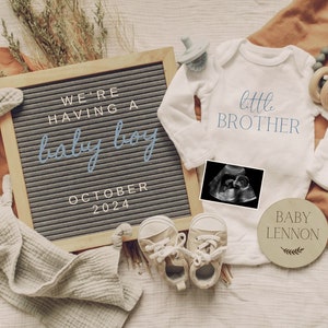 Boy Pregnancy Announcement Digital | Baby Boy Announcement | Little Brother | Boy Gender | Download Social Media Facebook Instagram Post