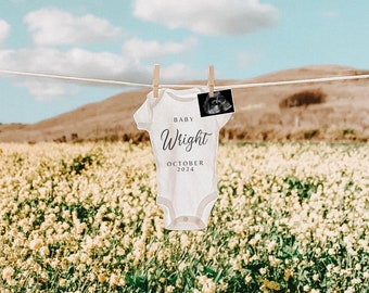 Flower Field Pregnancy Announcement Digital | Spring Baby Announcement | Baby Clothesline Pregnancy | Social Media Facebook Instagram Post