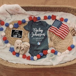 Digital Pregnancy Announcement / 4th of July Baby / Labor Day Baby / Independence Day Baby / Social media Facebook Instagram