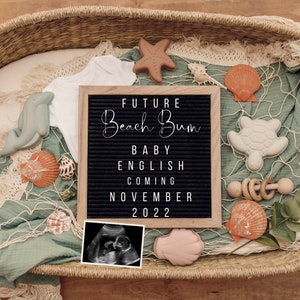 Digital Pregnancy Announcement / Summer Baby Announcement / Beach Baby / Future Beach Bum / Social media Facebook Instagram