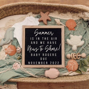 Digital Pregnancy Announcement / Summer Baby Announcement / Beach Baby / Letter Board Baby / Social media Facebook Instagram