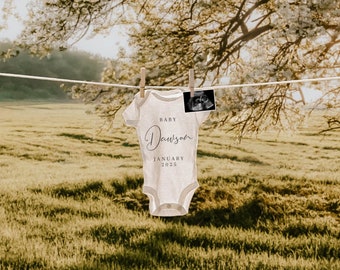 Spring Pregnancy Announcement Digital | Springtime Baby Announcement | Baby Clothesline Pregnancy | Social Media Facebook Instagram Post