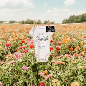 Simple Pregnancy Announcement Digital | Spring Baby Announcement | Summer Pregnancy | Clothesline Baby | Social Media Facebook Instagram