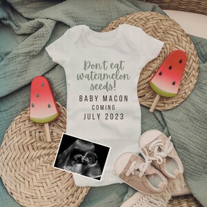 Digital Pregnancy Announcement / Summer Baby Announcement / Watermelon Baby / Don't Eat Watermelon Seeds / Social media Facebook Instagram