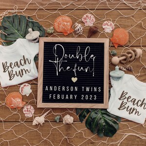 Digital Twin Pregnancy Announcement / Twin Baby Announcement / Summer Twins / Double The Fun / Beach Bum / Social media Facebook Instagram