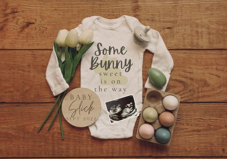 Easter Pregnancy Announcement Digital Spring Baby Announcement Some Bunny Sweet Pregnancy Download Social Media Facebook Instagram image 2