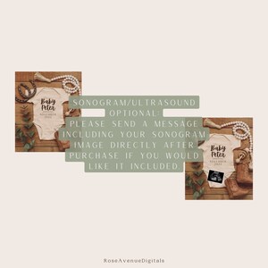 K&ouml;nnte beinhalten: Ein digitales Design f&uuml;r einen Baby-Strampler mit dem Text "Baby Peter Arriving November 2022". Der Strampler ist auf einer Holzoberfl&auml;che mit einer wei&szlig;en Perlenkette, einem braunen Lederschuh f&uuml;r Babys und einem Eukalyptuszweig abgebildet. Der Text "SONOGRAM/ULTRASOUND OPTIONAL: PLEASE SEND A MESSAGE INCLUDING YOUR SONOGRAM IMAGE DIRECTLY AFTER PURCHASE IF YOU WOULD LIKE IT INCLUDED." ist ebenfalls im Bild zu sehen.