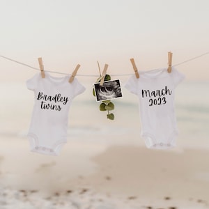 Digital Twin Pregnancy Announcement / Twin Baby Announcement / Summer Twins / Expecting Twins / Beach Twin / Social media Facebook Instagram