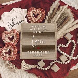 Anuncio digital de embarazo de San Valentín / Anuncio de bebé de San Valentín / Amor / Tablón de cartas / Descargar redes sociales Facebook Instagram
