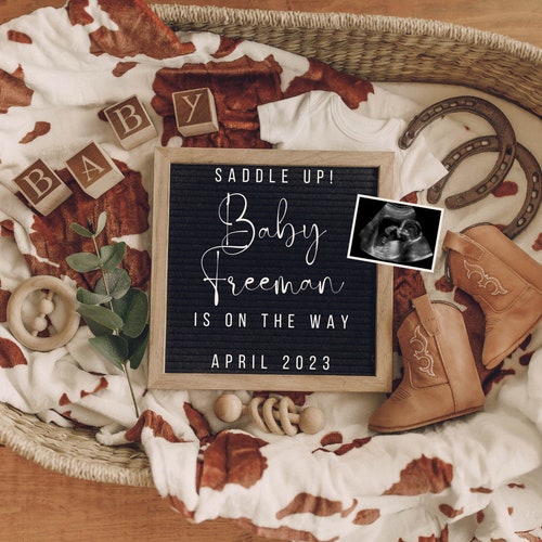Digital Western Pregnancy Announcement / Digital Cowboy Baby Etsy