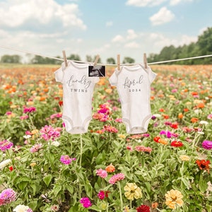 Digital Twin Pregnancy Announcement / Flower Field Twin Announcement / Expecting Twins / Clothesline Twin / Social media Facebook Instagram