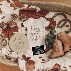 Digital Western Pregnancy Announcement / Digital Cowboy Baby Announcement / Our First Rodeo / Download Social Media Facebook Instagram
