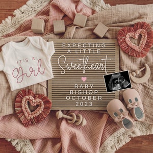 Digital Valentines Pregnancy Announcement / Valentine Baby Announcement Girl / Letter Board / Download Social Media Facebook Instagram