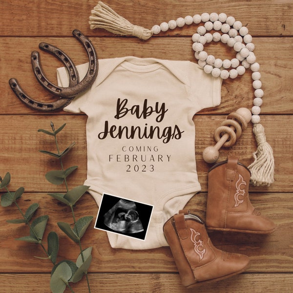 Digital Western Pregnancy Announcement / Digital Cowboy Baby Announcement / Simple Baby Onesie / Download Social Media Facebook Instagram