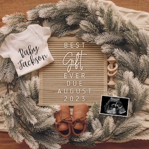 Digital Pregnancy Announcement / Christmas Baby Announcement / Best Gift Ever / Letter Board Baby / Download Social Media Facebook Instagram