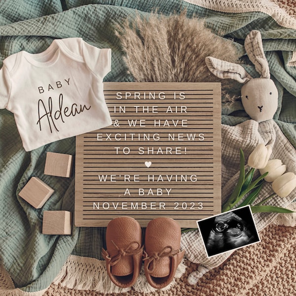 Spring Pregnancy Announcement Digital | Easter Baby Announcement | Spring Is In The Air Pregnancy | Download Social Media Facebook Instagram