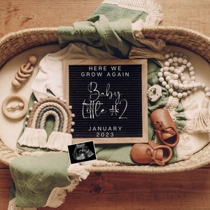 Anuncio Digital de Embarazo / Anuncio Digital del Bebé / Boho Baby / Letter Board Baby / Descargar Social Media Facebook Instagram