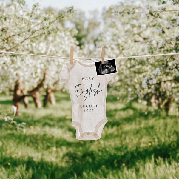 Spring Pregnancy Announcement Digital | Easter Baby Announcement | Baby Clothesline Pregnancy | Download Social Media Facebook Instagram