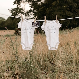 Digital Twin Pregnancy Announcement / Field Twin Announcement / Expecting Twins / Clothesline Twin / Social media Facebook Instagram
