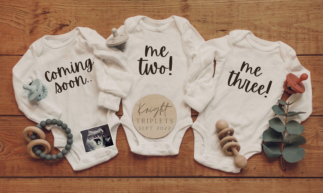 Digital Triplet Pregnancy Announcement Triplet Baby Announcement