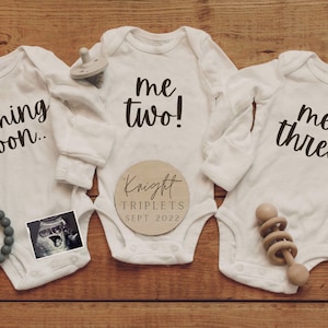 Digital Triplet Pregnancy Announcement / Triplet Baby Announcement / Triplets / Me Two, Me Three / Social media Facebook Instagram