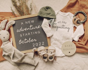 Digitale SchwangerschaftSankündigung / Gender Neutral / Baby Ankündigung / Letter Board Baby / Erwartend / Social Media Facebook Instagram