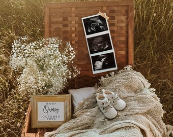 Neutral Pregnancy Announcement Digital | Digital Baby Announcement | Sonogram Pregnancy | Download Social Media Facebook Instagram Post