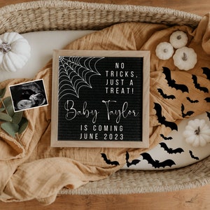 Anuncio Digital de Embarazo de Halloween / Anuncio de Bebé de Octubre / Tablero de Cartas Bebé / Descargar Redes Sociales Facebook Instagram