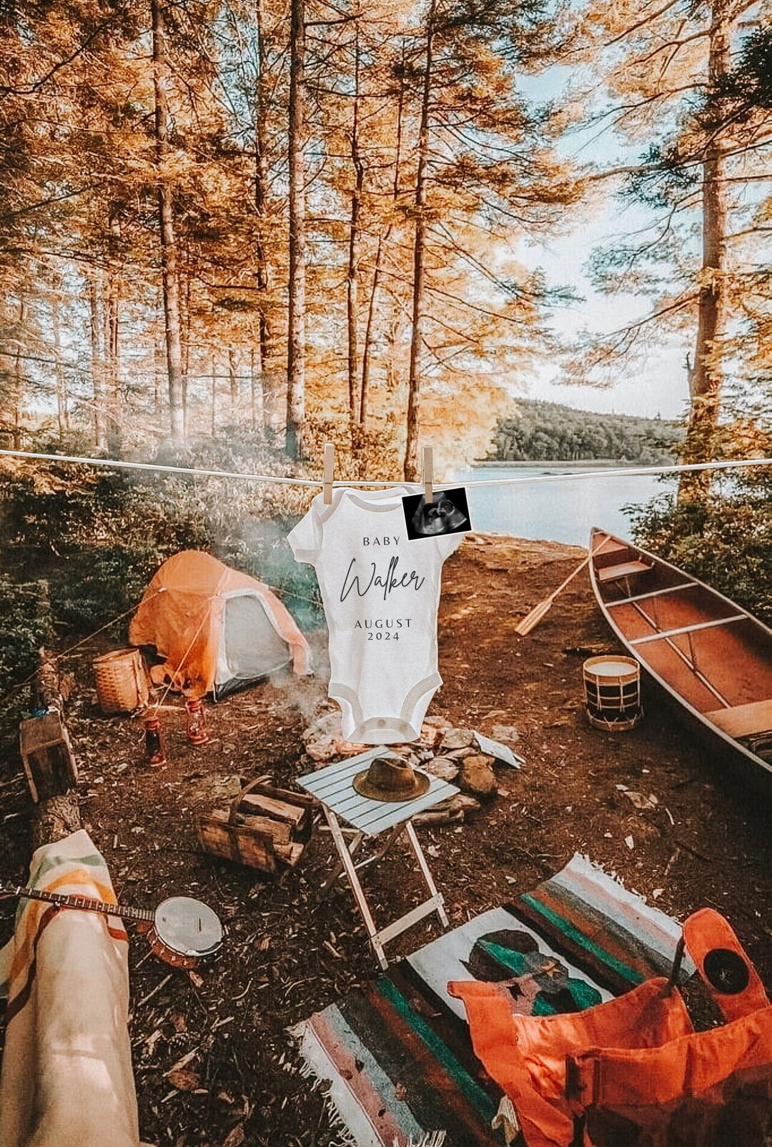 Digital Camping Pregnancy Announcement / Digital Baby Announcement