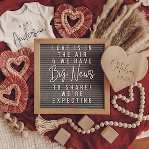 Digital Valentines Pregnancy Announcement / Valentine Baby Announcement / Big News / Letter Board / Download Social Media Facebook Instagram