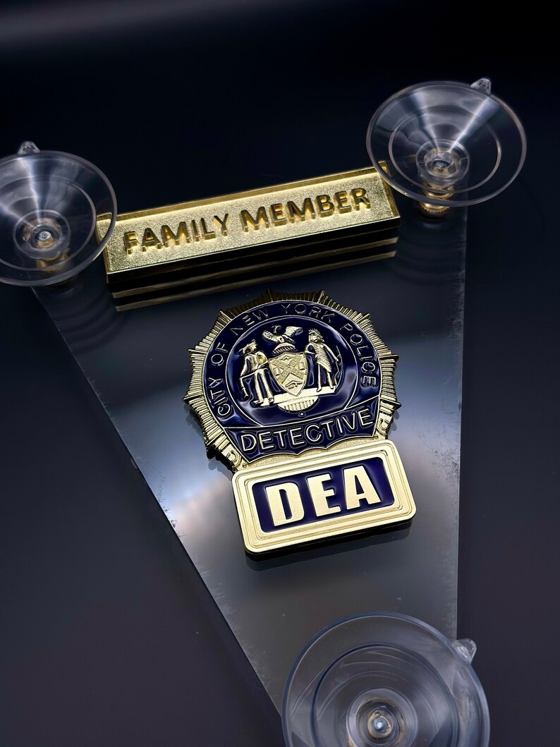Police Supporter DEA Family Member Pba Gold Car Window Shield Badge