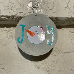Joy snowman ornament, Christmas tree ornament, Christmas decor, Christmas gifts